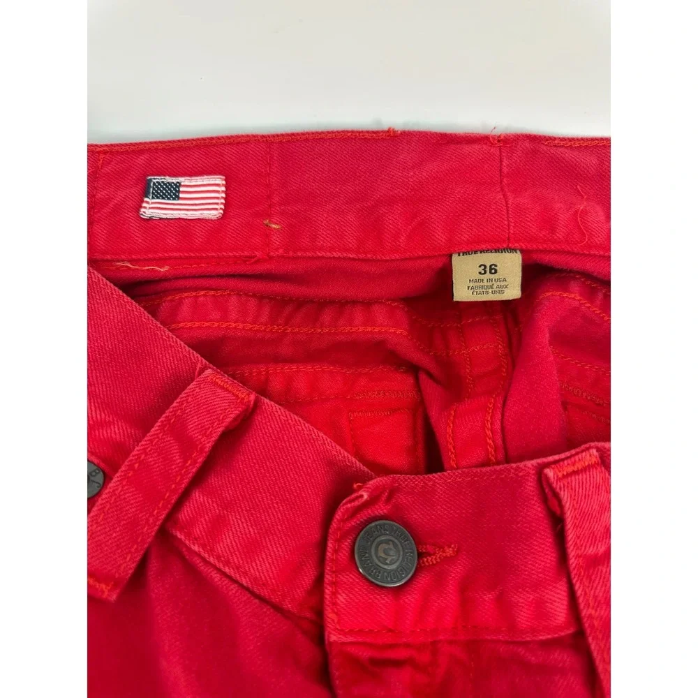 True Religion Ricky Straight Leg Red Denim Jeans Mens 36 Made in USA